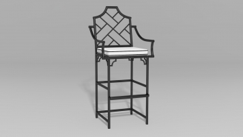 Chinese Chippendale Barstool with Arms