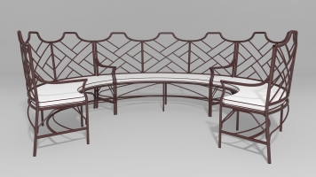 Chinese Chippendale Curved Sectional Set