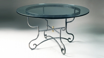 French Polished Steel Round Table Base