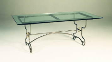 French Polished Steel Oblong Table Base